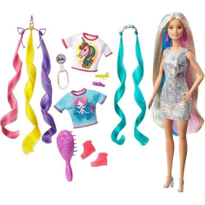 Barbie cheveux fantastiques 16,5 cm - 2 looks licorne et sirène
