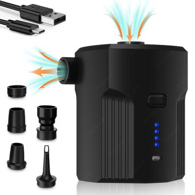 Портативный электрический воздушный насос для надувных изделий с 5 насадками для кемпинга на открытом воздухе, надувных матрасов, кроватей, лодок, подушек, диванов, надувных кругов для бассейна