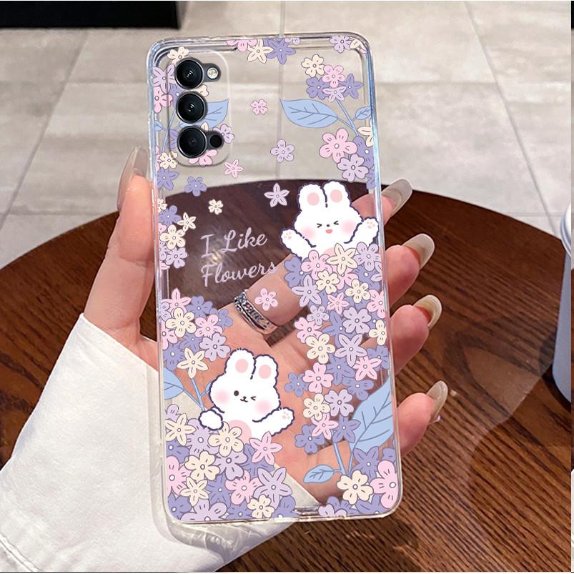 Для Oppo Reno 4 Pro / Reno4 4G Чехол Роскошный Милый Кролик с Сердечком Смешной Прозрачный Мягкий Силиконовый Чехол OPPO Reno4 Pro Reno4Pro Корпус Телефона