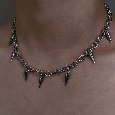 Мужское панк-ожерелье с кисточками и заклепками, хип-хоп, женская мода, геометрическая цепочка из титановой стали