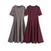 Kaslead New Women clothes Western Style Wave Wide Swing round Neck Midi Dress 2648952