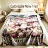 Elephant Theme Soft Blanket Personalized Custom Name Text Print Warm Blanket Home Sofa Bedroom Decor