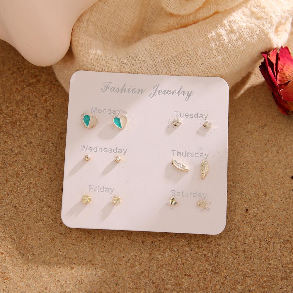 6 пар. Серьги - гвоздики. Горный хрусталь