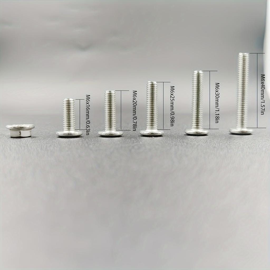 184pcs M6 Stainless Steel Beveled Flat Head Hex Socket Head Screws, Flange Nuts, Furniture Screws, Bed Repair Screws