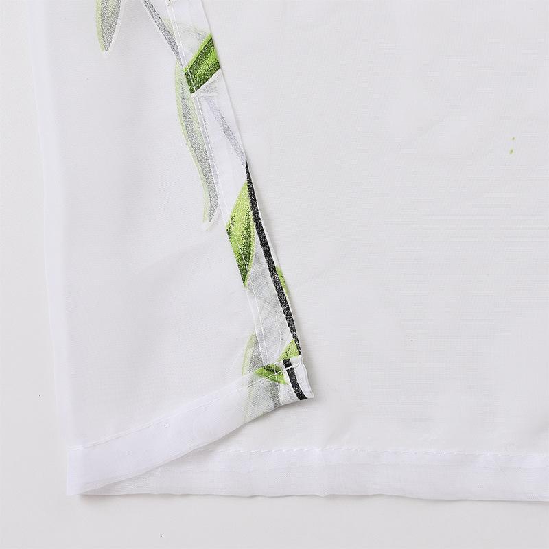 2 Panels Willow Leaf Window Curtain Voile Tulle Room Salix Leaf Sheer Vine Curtain Voile Panel Drapes Curtain Sheer Green Leaf Curtain for Living Room