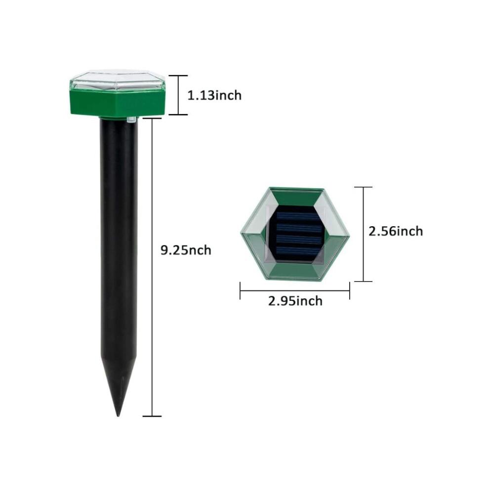 Répulsif anti-taupes hexagonal solaire ultrasonique d'extérieur à insérer dans la pelouse (vert)