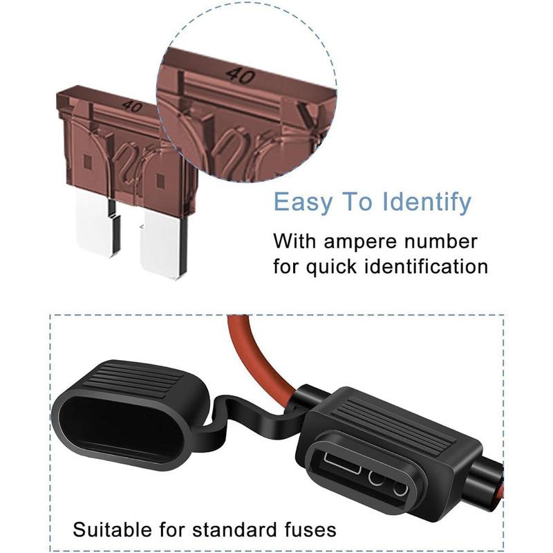10 AWG Inline Fuse Holder - 12 Volts Fuse Holder Waterproof for 40A Blade Fuse 10 Gauge (6 Pack) for Pickup Trucks, Cars, RVs