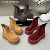 Зимние женские ботильоны из замши на среднем каблуке, дизайнерские ботинки на платформе, тренд 2025 года, новый бренд, прогулочные готические ботинки для женщин