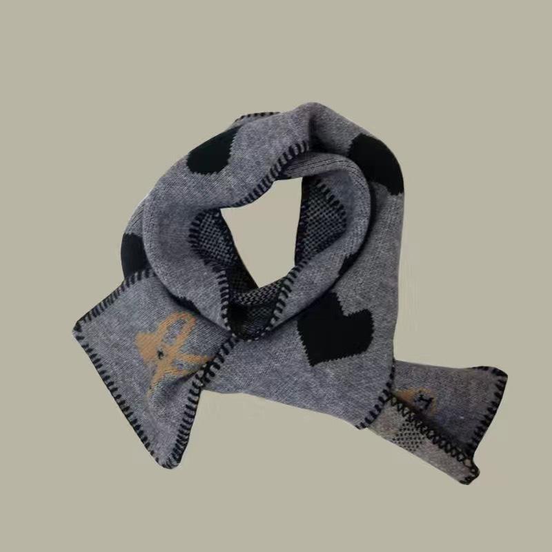 Love rabbit wool scarf women's winter long college style Korean version warm cartoon knitted neck protector versatile scarf