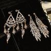 Silver Needle Affordable Luxury Style Feather-Shaped Tassel Earrings Retro Exquisite Exaggerated Earrings High-Grade Earrings