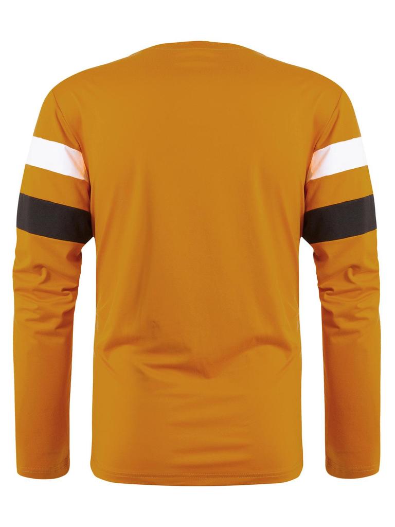 Plus Size Men's Color Block Crew Neck Long Sleeve Base Layer Pullover for Autumn & Winter