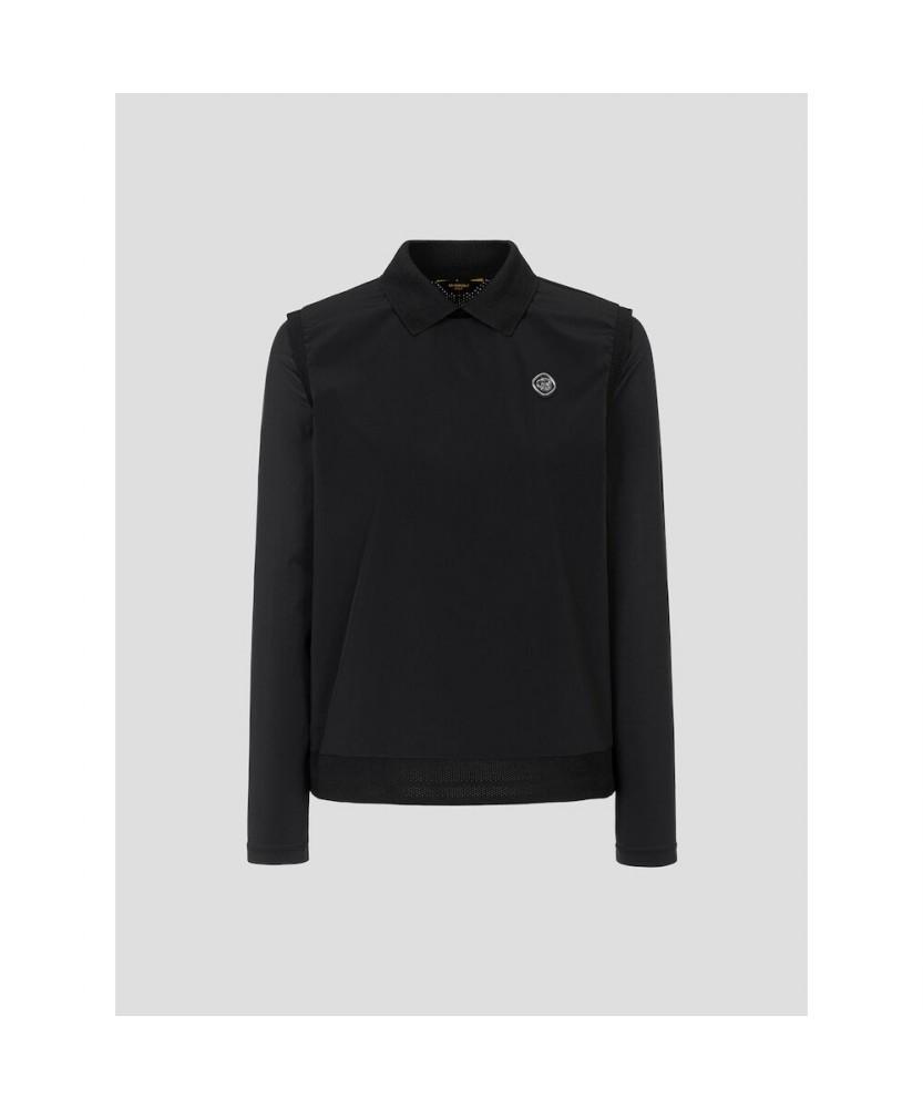BEANPOLE GOLF [B_Under] Женская перфорированная футболка-поло с комбинированным воротником - Черная