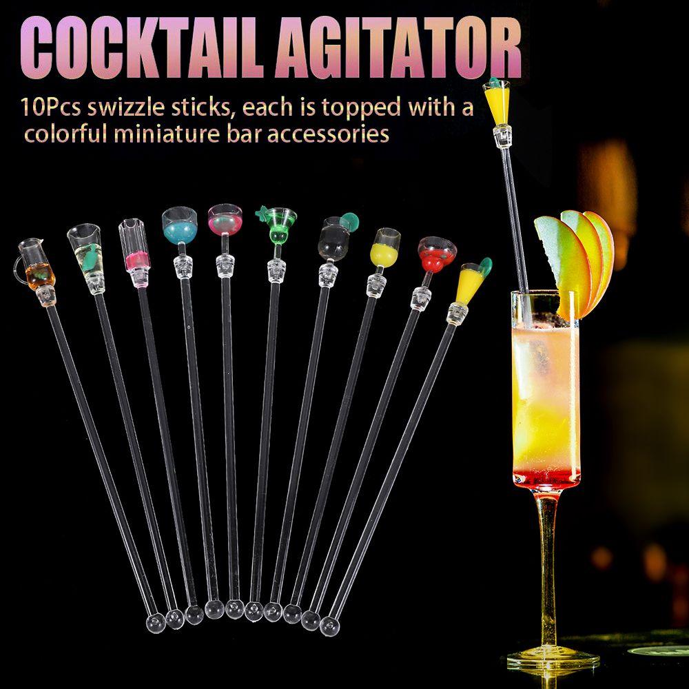 10Pcs/Set Colorful Bar Tool Acrylic Stirring Sticks Mixing Sticks Cocktail Drink Stirrers