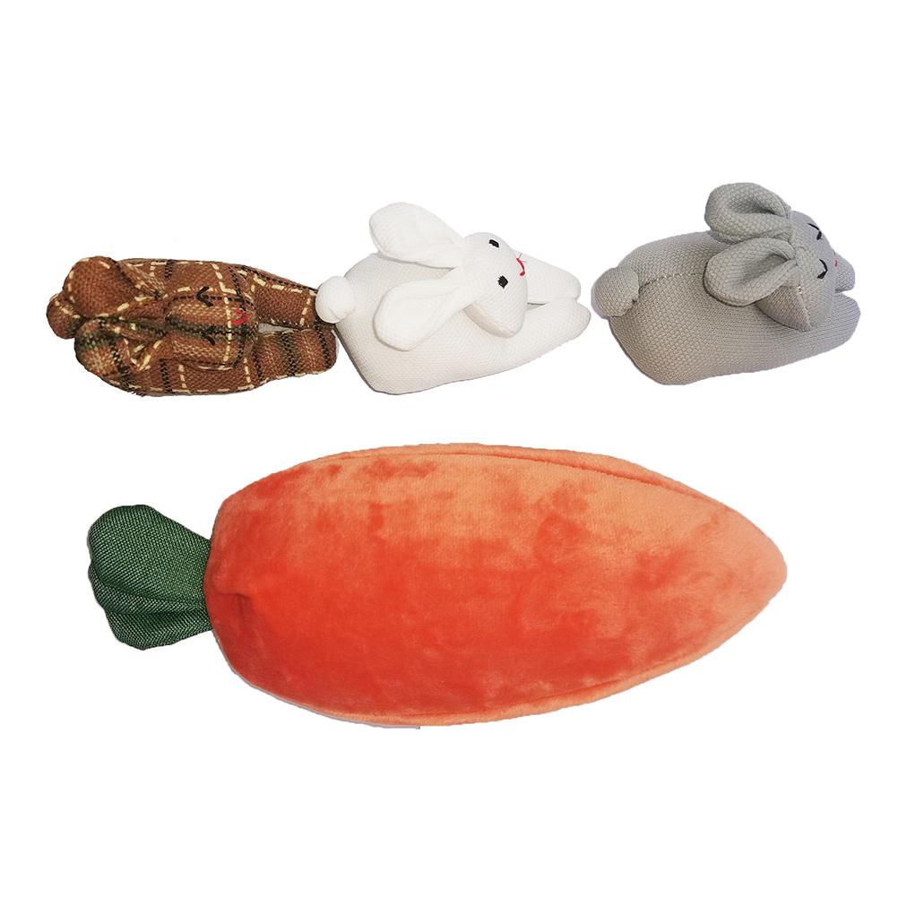 3 Bunnies In Carrot Purse Easter Cute 3D Carrot Coin Purse with Zipper Doll Toy Decoration Wallet