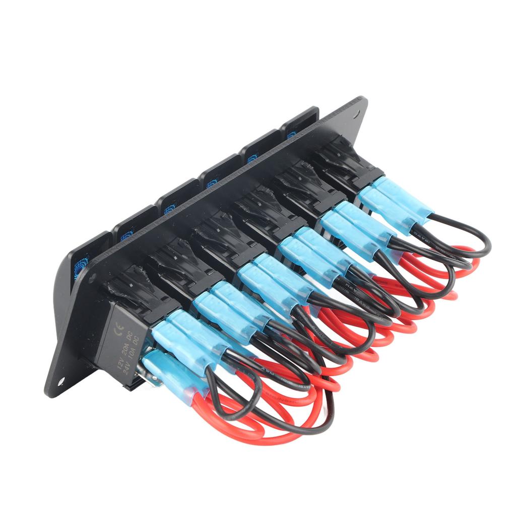 6 Gang Rocker Panel LED Backlit On Off Waterproof Circuit for Car RV Bus Marine Boat ATV UTV
