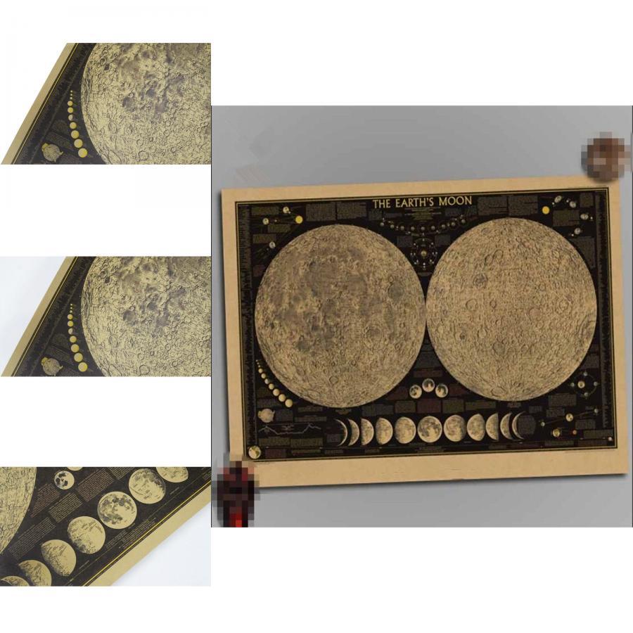 Exquisite Retro Large Vintage Paper Earth's Moon World Map Poster Elegant Home Decor