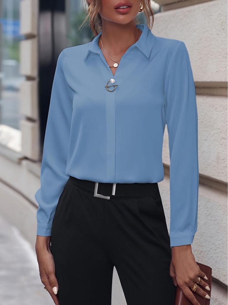 Универсальная женская рубашка с V-образным вырезом и длинным рукавом, европейско-американский стиль, для трансграничной торговли