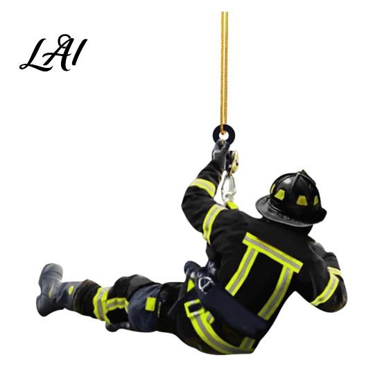 Firefighter Armor Car Rear View Mirror Pendant Fireman Uniform Accessories Christmas Acrylic