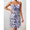 Women's Floral Print Camisole Dress Backless Bodycon Long Dresses