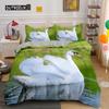 Swan Duvet Cover King Queen Beautiful Elegant White Animal Bedding Set Kid Teens Adults Wildlife Lake Soft Polyester Quilt Cover