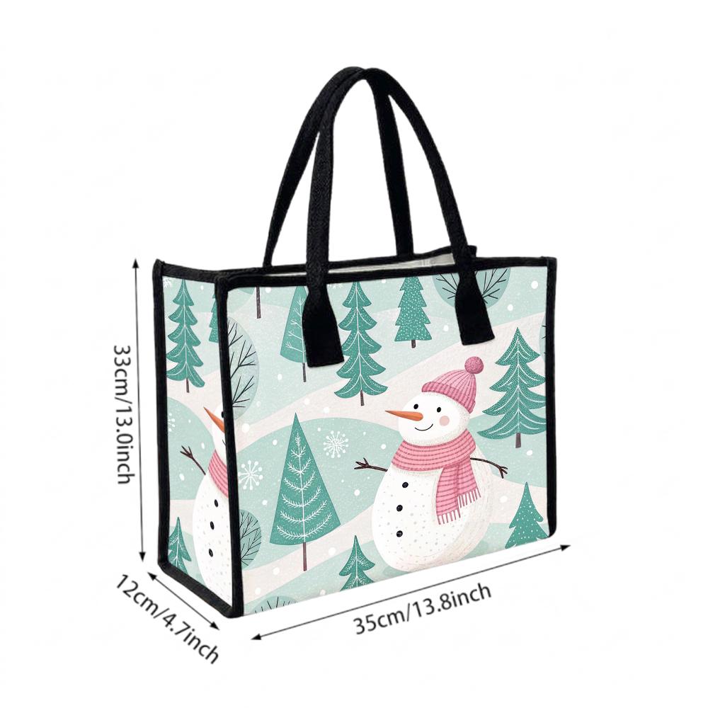 Winter Snowman Printed Tote Bag Fashion Casual Handbag