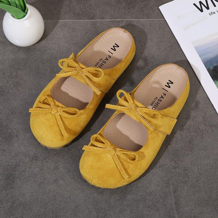 French Retro Mary Jane Shoes Women's 2025 New Light Mouth Round Head Sweet Bow Flat Bottom Gentle Wind Half Tray Shoes