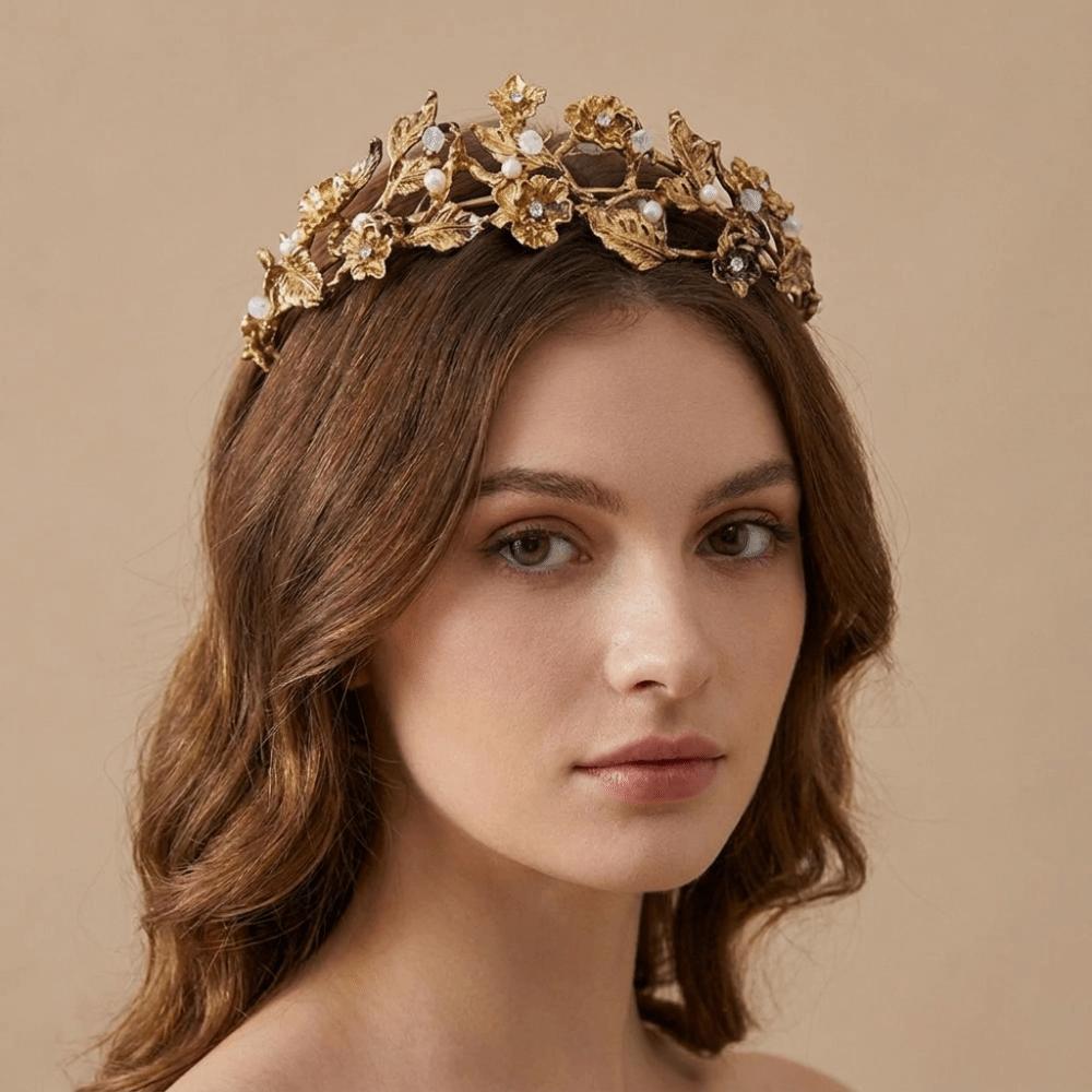 Zinc Zinc Alloy Bridal Tiaras Sparkling Wedding Tiaras Vintage Pearl Headpiece Girl