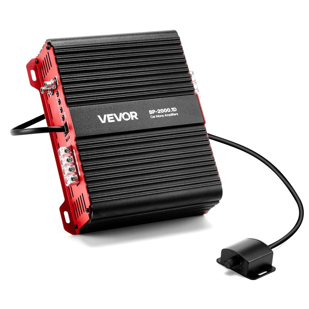 VEVOR Monoblock Car Amplifier, 2000W RMS MAX, 1/2/4 Ohm Stable, 1-Channel Class D Car Audio Amplifier with Remote Subwoofer Level Control