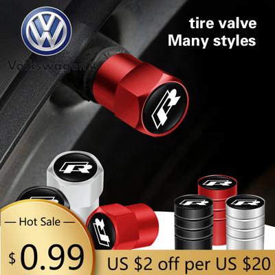 Для VOLKSWAGEN VW 4 шт. Металлические колпачки на ниппель колеса автомобиля, Чехлы на шток для Volkswagen R Caddy Golf Passat Tiguan Jetta Beetle A