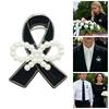 Souvenir Memorial Black Ribbon Brooch Queen Badge Accessory  For Funerals and Mourning