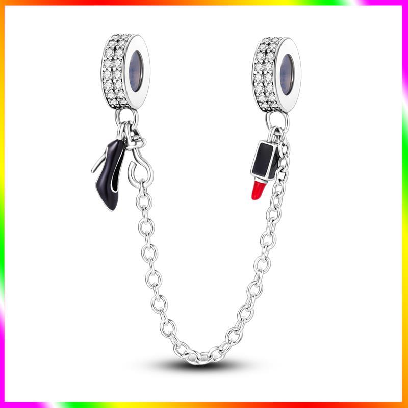 Новинка Шарм-бусина с цепочкой безопасности Звезда Луна Демонический глаз Подходит для оригинального браслета-шарма из стерлингового серебра 925 пробы Женские изысканные украшения