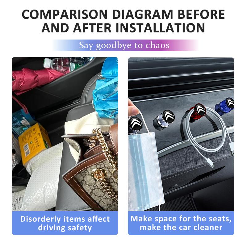 AER4   Car Adhesive Hook Interior Storage Holder USB Cable Key Hanging For Citroen C4 C3 C5 C1 C2 C6 VTS C4L DS3 DS4 DS5 Grand Berlingo