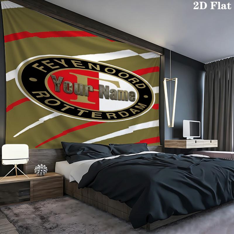 Feyenoord Custom Name Wall Tapestry Aesthetic Wall Hanging Printed Fabric Blanket Decorative Tapestries For Bedroom Living Room Home Decor