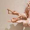 New Patent Leather Nude High-heeled Sandals, Thin Heels, Pointed Toes, Sexy Outer One-word Slippers, Women
