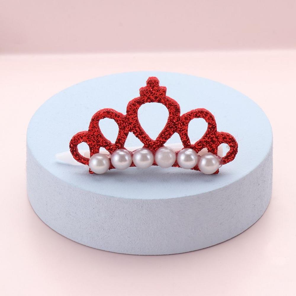 Crown Shape Bows with Faux Pearl Pets Hair Clips Dog Accessories Pet Hairpins Pet Grooming Supplies