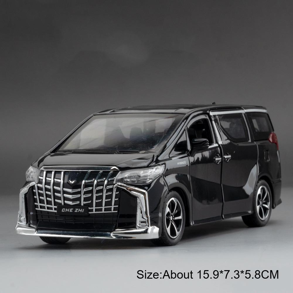 1:32 Scale Hiace Alphard Car Model Toy Alloy Diecast Rubber Tires Sound Light Doors Opened Pull Back Miniature SUV Kids Gifts