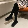 Shoes for Woman Above Over The Knee Women's Boots Round Toe Footwear Lace-up Thigh High with Laces Elastic Platform Spring 2024