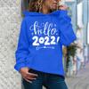 Women's Fashion Casual  New Year Print Hooded Sweatshirt Loose Sports Pullover