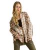 Brown Multi Plaid Patchwork Raw Edge Casual Shirt