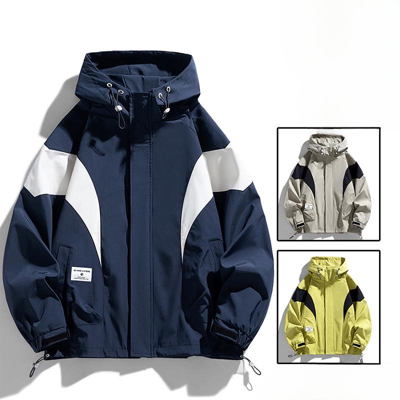Мужская куртка большого размера с капюшоном для горного туризма и активного отдыха на весну и осень