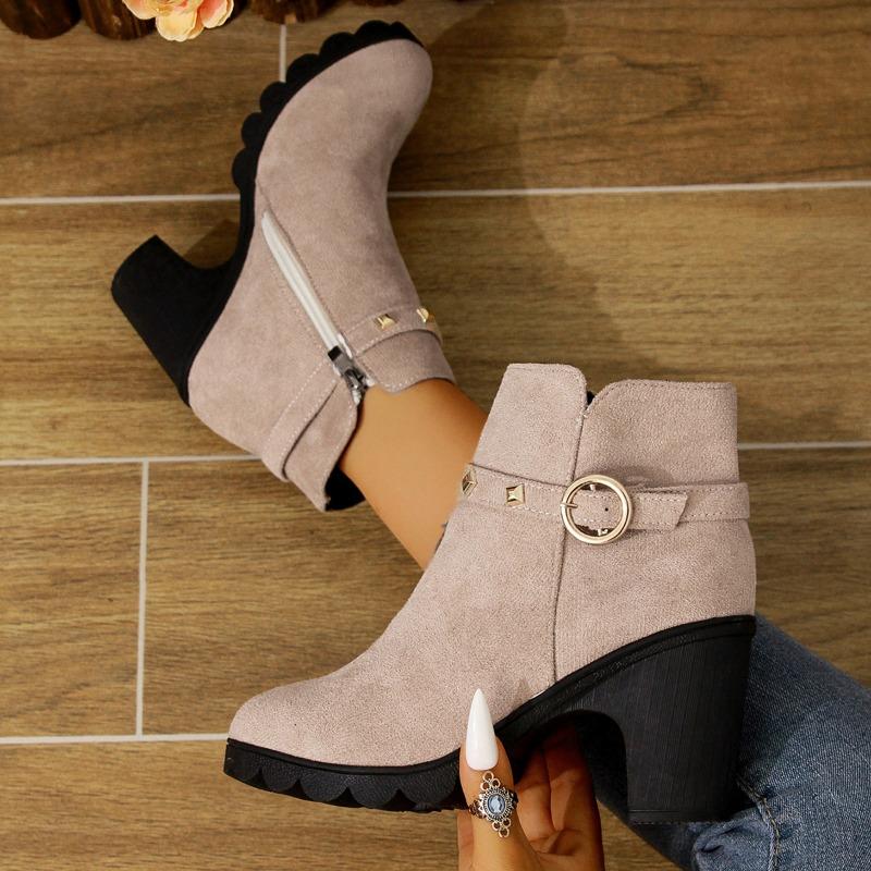 Женские весенне-осенние ботинки на высоком каблуке, повседневные, модные, для улицы, удобные, для ежедневного ношения