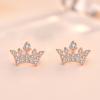 Rose Gold Plated 925 Sterling Silver Unique Crown Stud Earrings for Women