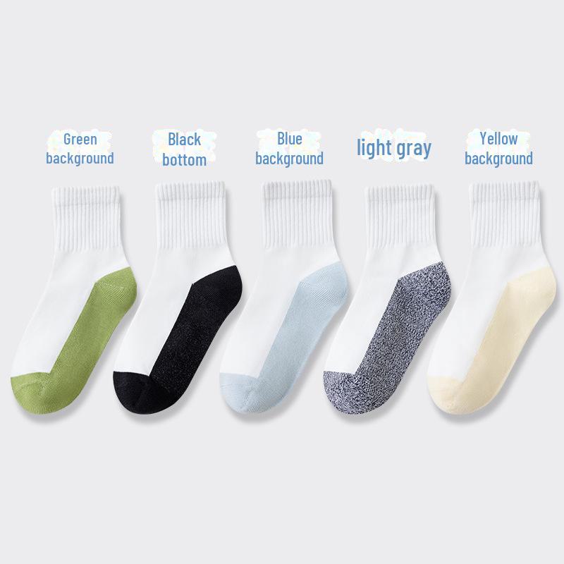Носки средней длины из антибактериального хлопка для студентов и детей — антипиллинговые, без косточек, дезодорирующие, однотонные, спортивный дизайн