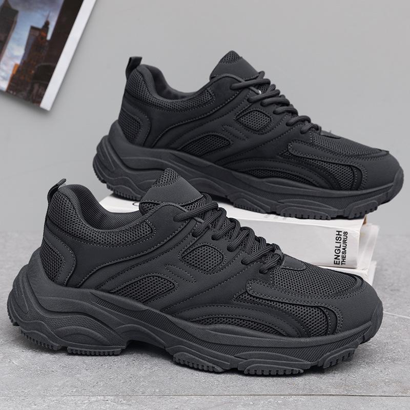 Men's Shoes 2025 New Mesh Breathable Sneakers Non-slip Soles Leisure Travel Black Dad Trendy Shoes Work Shoes