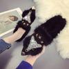 Women Ankle Boots Crystal Fox Head Boots Winter Fashion Metal Pointed Toe Fluffy Plush High Heel Ladies Wedding Party Shoes