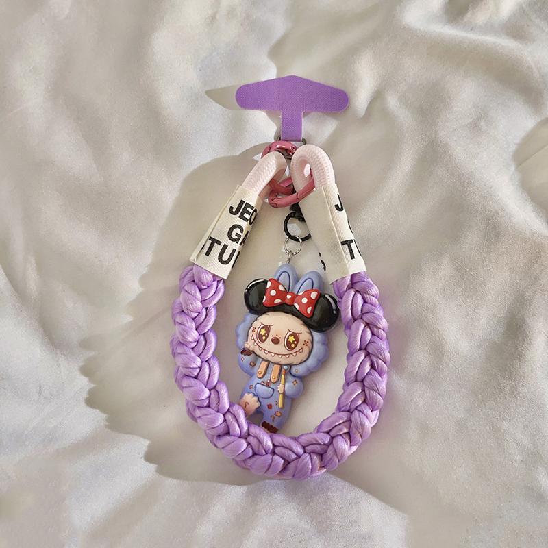 Универсальный Лабубу Мультяшный Милый Подвеска-цепочка для телефона Шнурок для Iphone Мобильного телефона Короткий ремешок Брелок Украшение для сумки Кольцо для ключей
