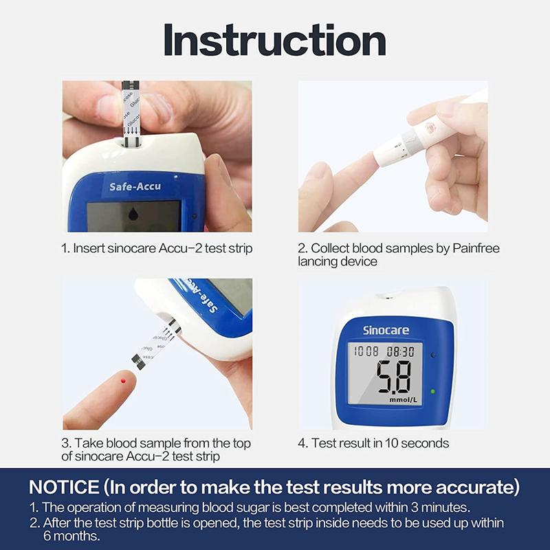 Safe Accu 2 Blood Glucose Monitor Kit 10/50/100 Blood Glucose Sugar Test Kit