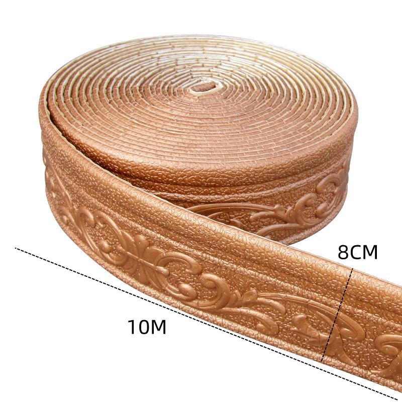 10M 3D Self-adhesive Wall Trim Line Skirting Border Waterproof Baseboard Wallpaper Sticker for Living Room Home Decoration