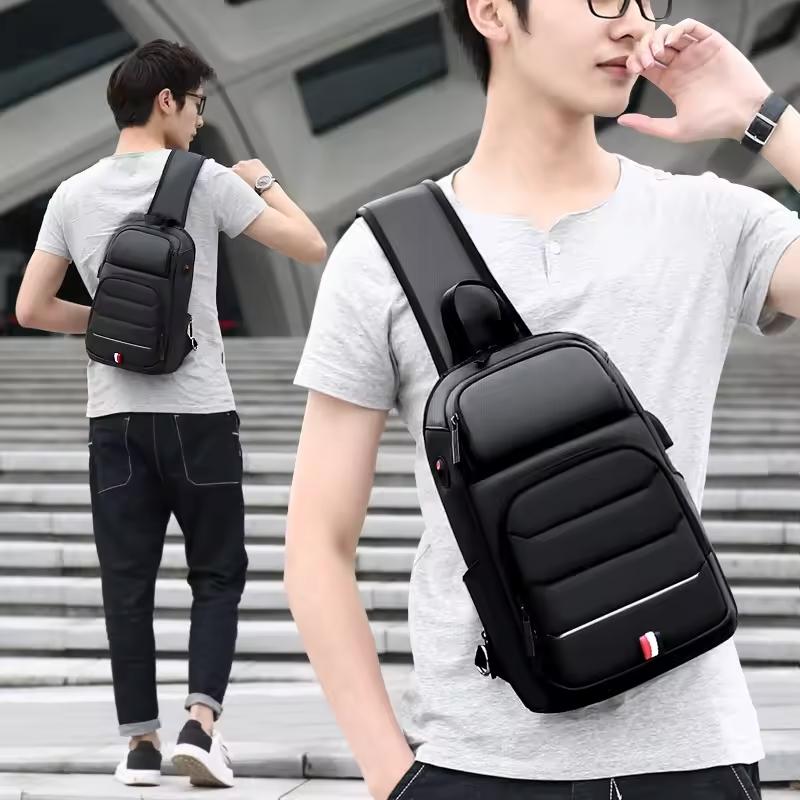 Crossbody Bags for Fashion Shoulder Bags USB Charging Messenger Sling Bag Chest Bag Oxford Single Shoulder Strap Pack