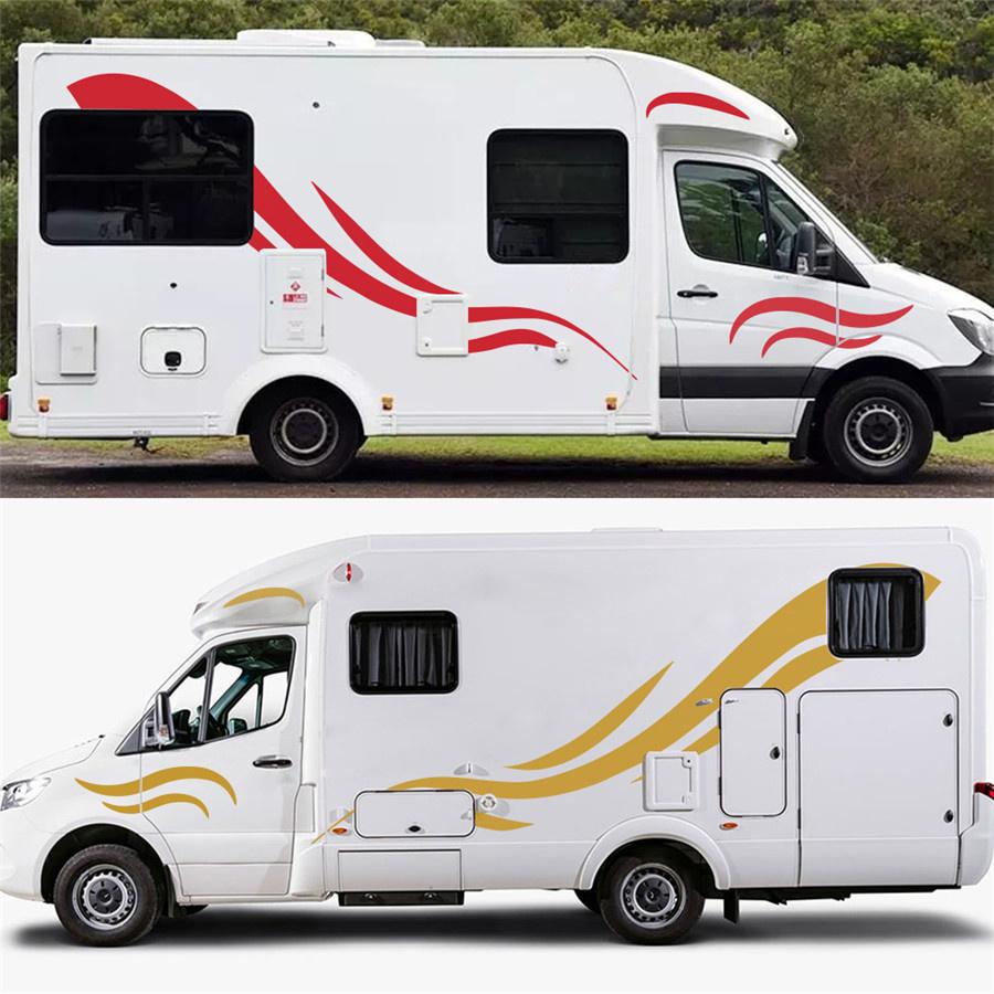Черные полосатые наклейки Виниловые наклейки для автодома, прицепа-кемпера, фургона, обе стороны кузова